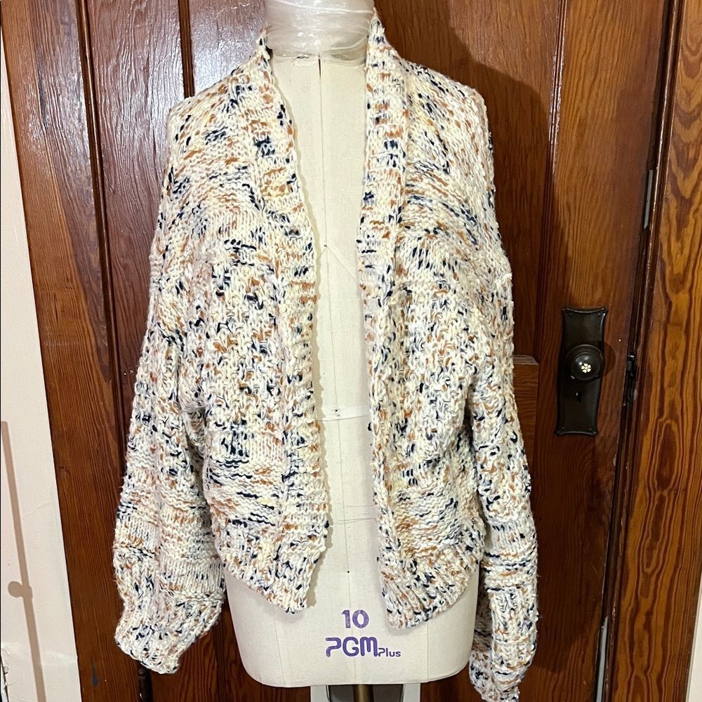 Altar’D State Open-Front Multicolor Knit Cardigan Sweater Cream size XXL